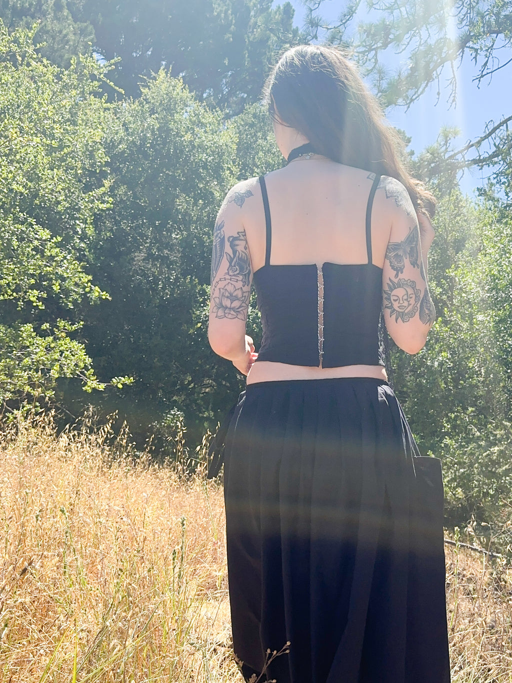 midnight corset tank & pleated maxi set